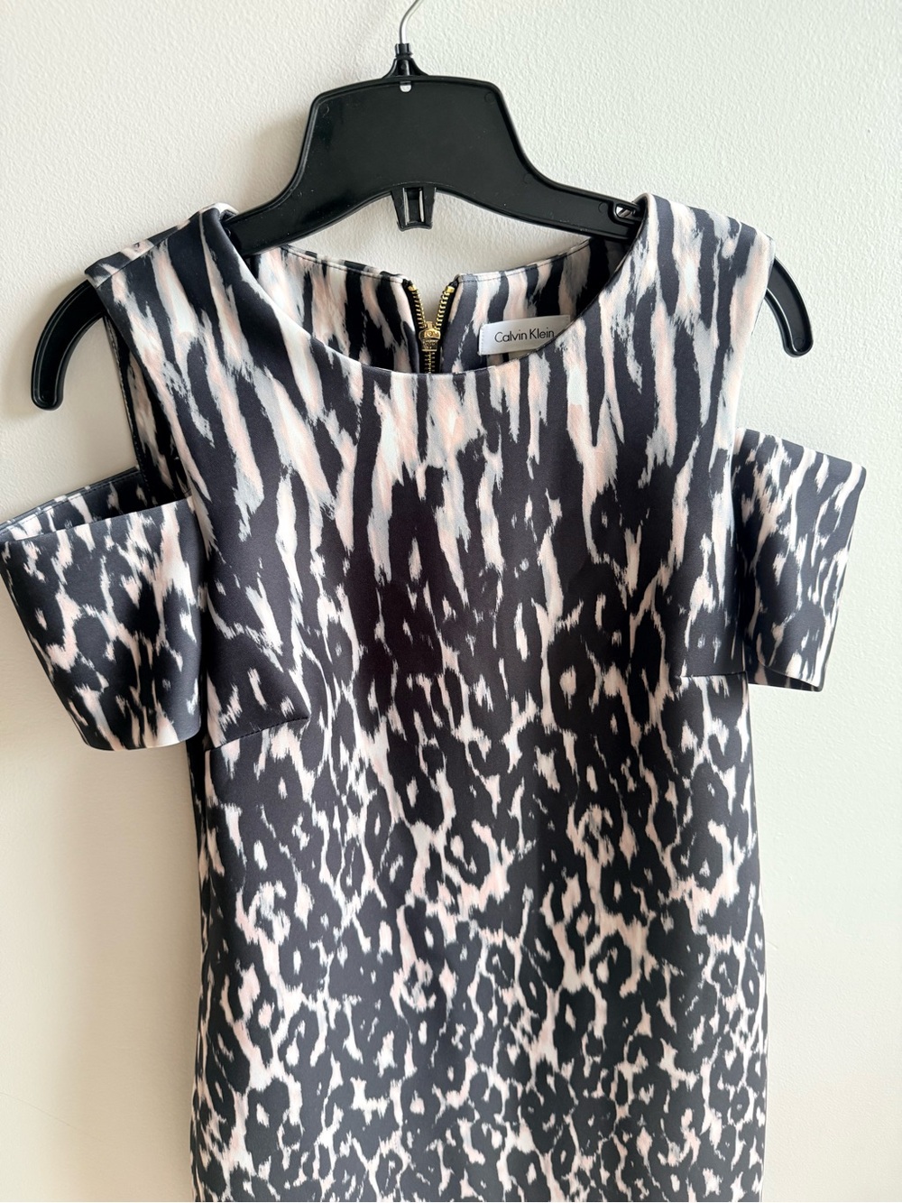Calvin Klein Black & Cream Cold-Shoulder Swim Coverup Dress - Picture 6 of 10